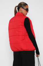 Outside The Lines Puffer Vest Red