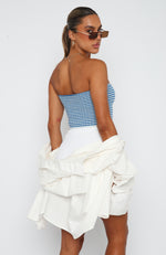 Time After Time Strapless Crop Blue