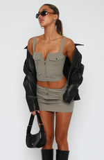 When You Move Cargo Mini Skirt Dusty Olive