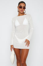 Future Lover Long Sleeve Mini Dress Off White