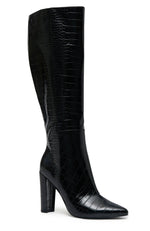 Naomi Knee High Boots Black Croc