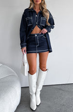 Fading Out Mini Skirt Indigo