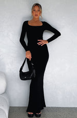 Get My Attention Long Sleeve Maxi Dress Black