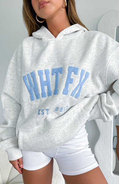 Grey top white hoodie