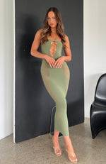 Kiss And Tell Midi Dress Khaki