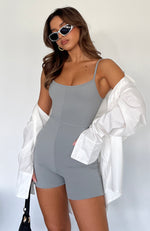 Clearly Into You Ribbed Playsuit Grey