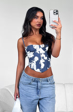 In The Morning Bustier Navy Rose