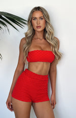 Hot Like Fire Booty Shorts Red Terry