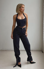 Run To Me Pants Navy Pinstripe