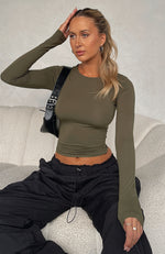 Only For Tonight Long Sleeve Top Army
