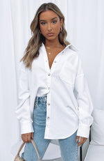 Out And About Cord Long Sleeve Shirt White