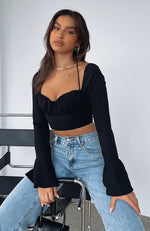 Pause Everything Long Sleeve Bustier Black