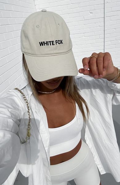White Fox NWT Time To Travel Cap Embroidered White Logo in Lemon Yellow Time To Travel Cap Lemon | White Fox Boutique main image 4