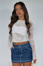 Unloving You Long Sleeve Lace Top Snow
