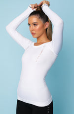 She's Seamless Long Sleeve Top White